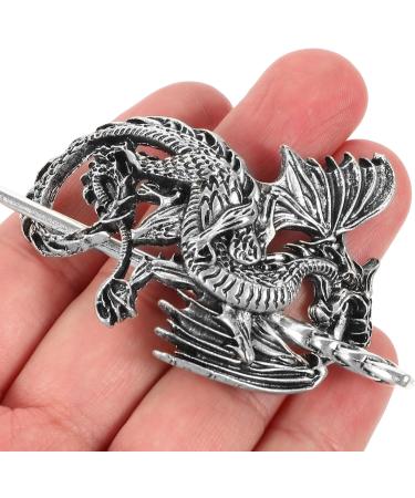 Baluue Vintage Silver Celtics Hair Slide Hairpin Dragon Knot Hair Stick Vintage Hair Chopstick Barrettes Antique Viking Bronze Hair Pin for Hair Accessory - Buy Online on GoSupps.com