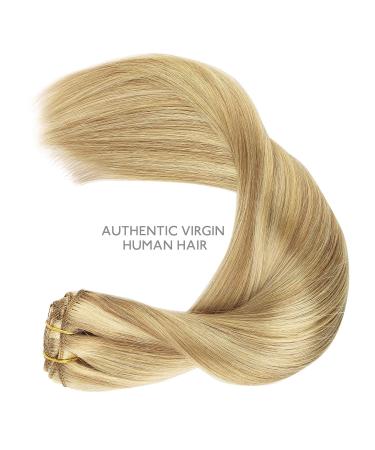 WENNALIFE Clip in Human Hair Extensions 18 Inch 120g 7pcs Light Blonde Highlighted Golden Blonde Remy Double Weft Clip Ins - Buy Online on GoSupps.com