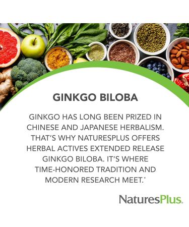 NaturesPlus Herbal Actives Ginkgo Biloba Extended Release - 60 Tablets - Vegetarian Gluten Free - 60 Servings - Buy Online on GoSupps.com
