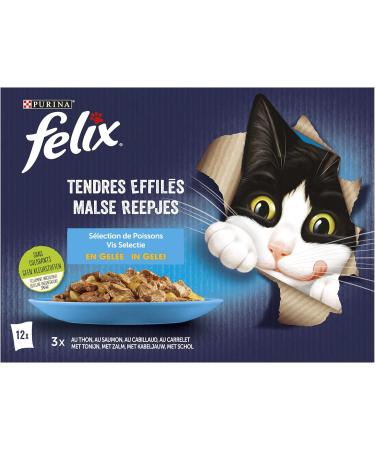 FELIX Soft Shredded in Jelly | Adult Cat | Selection of Fish | Pack of 6-12 x 85 g | Freshness sachet - Buy Online on GoSupps.com