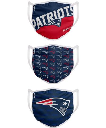 Compatible with New England Patriots NFL Football Gametime Foco Pack of 3 Adult Face Covering Mask - Buy Online on GoSupps.com