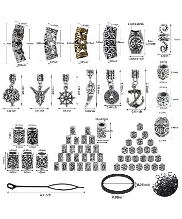 Lykoow 110 Pieces Viking Beard Beads - Antique Norse Hair Tube Beads for Hair Braiding & Jewelry Making - Silver DIY Hair Decoration - Buy Online on GoSupps.com