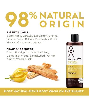 MAN ALIVE Cedarwood & Ylang Shower Gel for Men 500ml - Vegan Formula - Ideal Men's Grooming Gift - SLS Free - Pack of 1 - Buy Online on GoSupps.com