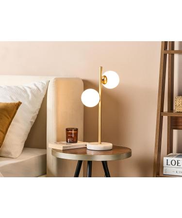 Elegant Medina 2-Bulb Table Lamp - Gold & White Metal/Glass Design | International Shipping Available - Buy Online on GoSupps.com