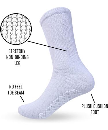 Diamond Star Anti Skid Non Slip Gripper Socks 6 Pack Grey - Size 10-13 - Diabetic & Hospital Crew Socks for Men and Women - Buy Online on GoSupps.com