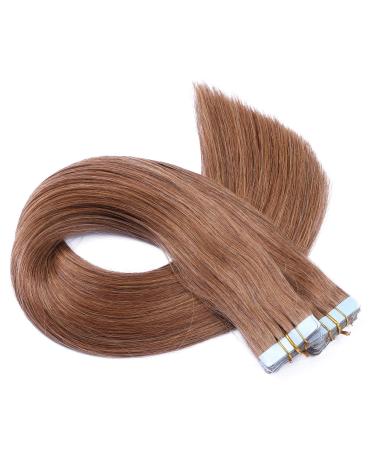 Tape in - on hair extensions - # 8 - golden brown - 50 cm - 50 browns each 4cm wide / 2.5g - 100% remy real hair hair extension / extension with adhesive tape Tress by Novon hair extent 50 tresses - 50cm / 2.5g 125g each