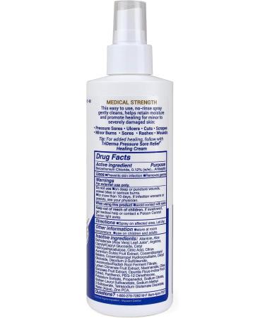 TriDerma Pressure Sore Relief Wound Cleanser 8.2 oz Spray - Gentle Cleansing for Bed Sores, Ulcers, Pressure Sores, Wounds - AP4 Aloe Vera, Niacinamide - Fragrance Free - Buy Online on GoSupps.com