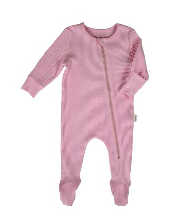 DreamBuy Zip Up Baby Sleepsuits Ribbed Cotton Footed or Footless. Unisex Newborn Clothes Baby boys' clothing and Baby girl clothes 18-24 Months Sweet Pink
