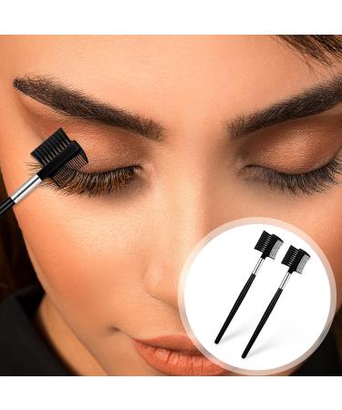 2Pcs Eyebrow Brush & Eyelash Comb Set - Ultimate Tool for Mascara Clumps Brow Grooming & Lash Separation - Black Eyebrow Makeup Brushes - Buy Online on GoSupps.com