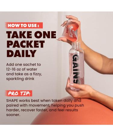 Gains in Bulk Shape Instantized Creatine for Women, Strawberry Fizz Flavor, Vegan Daily Workout Supplement with Hyaluronic Acid and Paraxanthine, Supports Energy and Lean Muscle, 20 Packets - Buy Online on GoSupps.com