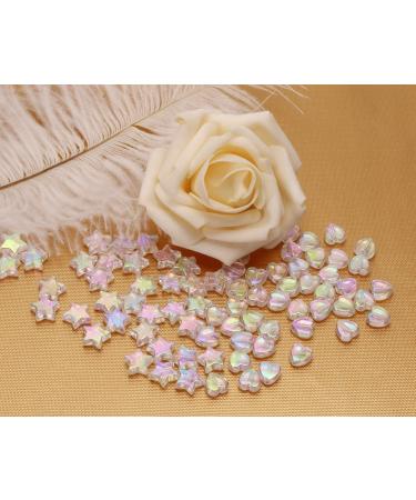 Tupalizy 100PCS Mini Acrylic Heart and Star Beads for Jewelry Making - White | DIY Crafts for Valentine, Christmas, Birthday Gifts - Buy Online on GoSupps.com