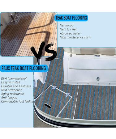 HZCHIONE Boat Flooring 94x45/35/16"  EVA Foam Boat Decking Faux Teak Marine Carpet Boat Flooring Non-Slip Self-Adhesive Foam Boat Floor Mat Rolls Sheet for Motorboat RV Yacht Kayak Sea Deck Helm Pad 94.5x35.4" A-Dark Grey with Blue Seam - Buy Online on GoSupps.com