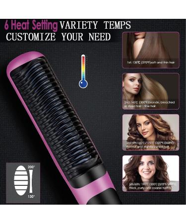 Ceramic Hair Straightening Brush | Fast Heating, 6 Temp Settings, Anti-Scald Design | Ideal for Home, Travel & Salon Use | Black Purple - Buy Online on GoSupps.com