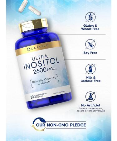 Carlyle Inositol Capsules 2600mg | 200 Count | Non-GMO & Gluten Free | Myo-Inositol Supplement - Buy Online on GoSupps.com