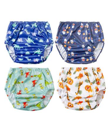 BISENKID Waterproof Diaper Cover for Rubber Pants for Toddlers Good Elastic Rubber Swim Diaper Cover for Potty Training Underwear Boy 3t 3T (4 Count) Boys