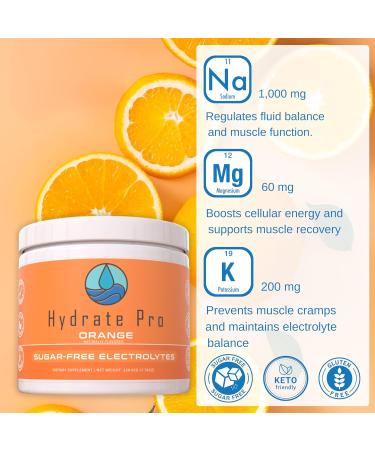 Sugar-Free Electrolyte Hydration Powder for Keto Paleo & Vegan | Key Element - Sodium Potassium Magnesium | Stevia Sweetened | Orange Flavor 45 Servings - Buy Online on GoSupps.com
