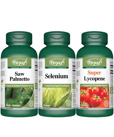 VORST Saw Palmetto 90 Capsules and Selenium 90 Capsules and Super Lycopene 60 Capsules | Prostate Supplements for Men | (Combo Bundle 3 Bottles)