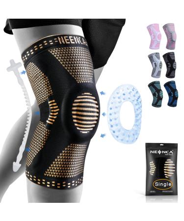 NEENCA Copper Knee Sleeves, Professional Knee Brace with Patella Gel Pads & Side Stabilizers, Premium Compression Support for Knee Pain, Sports, Workout, Arthritis, ACL, Joint Pain Relief - Single