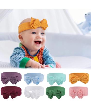 8-Piece Baby Headband Set with Bow | Newborn Elastic Nylon Hairbands & Toddler Girls' Turban Accessories - Buy Online on GoSupps.com