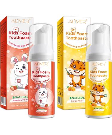 Buy Natural Foam Kids Toothpaste - Low Fluoride Strawberry & Orange U-Shaped Brush Friendly - 2 Pack - Buy Online on GoSupps.com
