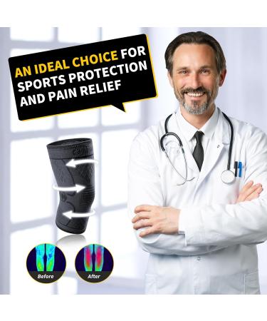 Cambivo Knee Brace for Men & Women - Sports Knee Support for Running Hiking & Volleyball - Relief from Meniscus Tear ACL Injury & Arthritis - Black/Black - Buy Online on GoSupps.com