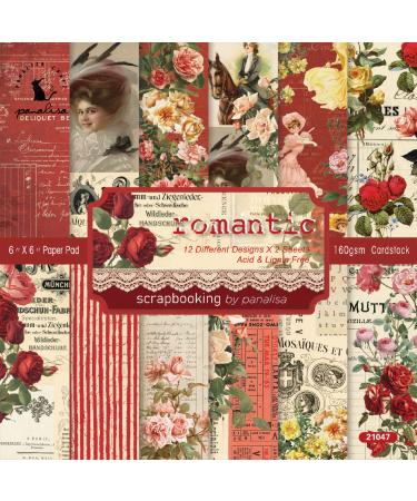 YASMEN Scrapbook Paper Pad 24 Sheets Scrapbooking Supplies Paper 6 6 Patterned Cardstock Paper Cardmaking Craft Paper Pack for Planners Journals Background Borders Greeting Cards Retro Crafts 6 6 - Romantic