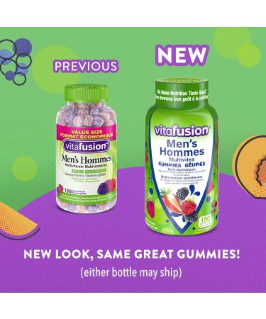 Vitafusion Men's Multivites Gummies Daily Multivitamin Healthy metabolism 1 Immune support 2 Connective tissue formation 3 150 Count (2.5-month supply). - Buy Online on GoSupps.com