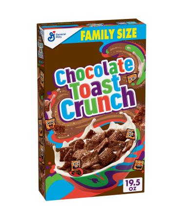Chocolate Toast Crunch Breakfast Cereal, Crispy Chocolate Cinnamon Cereal, 19.5 oz. Family Size Cereal Box