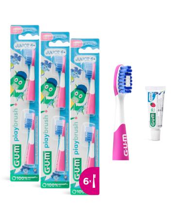 GUM Playbrush JUNIOR 6+ brush heads | compatible with GUM Playbrush electric toothbrush | extra soft bristles | pe
