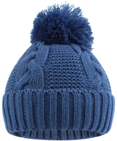XIAOHAWANG Winter Knit Hat for Baby Boys and Girls | Pompom Cap 0-3 Years | Black+Blue - Buy Online on GoSupps.com