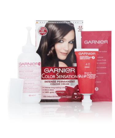 3 x Garnier Color Sensation intensive permanent coloring cream 4.0 Deep Brown