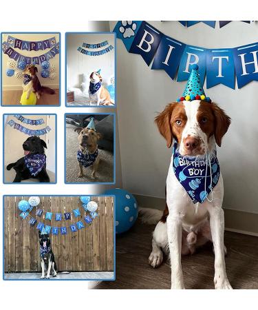 TCBOYING Dog Birthday Bandana and Hat Set - Cute Doggie Party Decorations (Blue) - Buy Online on GoSupps.com