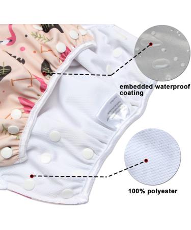 Luxja Reusable Baby Swimming Diapers (2-Pack) | Adjustable & Washable Swim Pants for 0-3 Years - Forest Flamingo + Stars Design - Buy Online on GoSupps.com