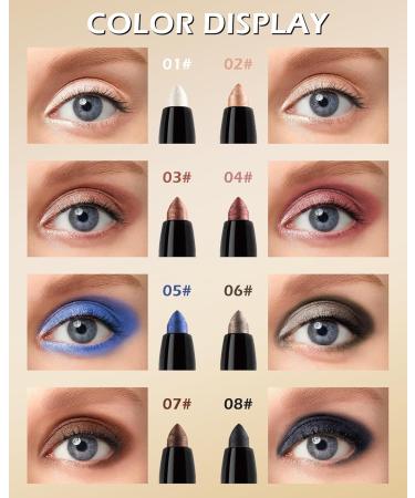 Glitter Cream Eyeshadow Stick Waterproof High Pigmented Shimmer Eyeliner Pencil Eye Shadow Pen Smudge-Proof & Long Lasting Crayon Eyeshadow Built-in Sharpener Eye Brightener Makeup Gift for Women-08# - Buy Online on GoSupps.com