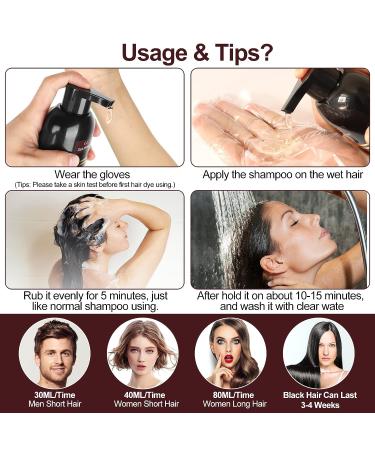 MEIDU Black Hair Dye Shampoo 3-in-1 for Instant 100% Grey Coverage - Herbal Hair Color Shampoo for Women & Men (500mL) - Buy Online on GoSupps.com