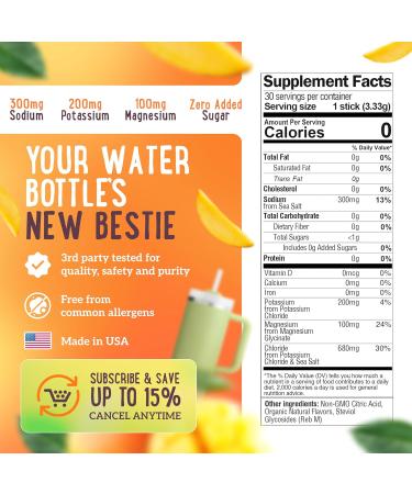 Mama Natural Electrolytes Powder Packets Instant Hydration with natural Sea Salt Potassium & Magnesium Glycinate Sugar Free Organic Mango Flavor 30 Travel Sticks for Postpartum & Pregnancy Mango 1.05 Pound (Pack of 1) - Buy Online on GoSupps.com