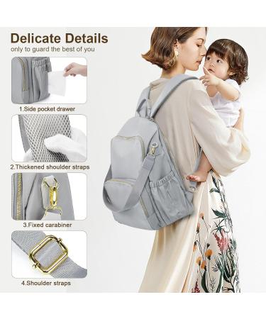 Weflier Waterproof Multifunction Diaper Backpack - Large Gray Bag with Stroller Belt for Moms & Dads - Ideal for Travel & Daily Use - Buy Online on GoSupps.com