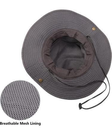 Obling Sun Hat UPF 50 Wide Brim Bucket Hat Safari Boonie Hat - B-grey - Buy Online on GoSupps.com