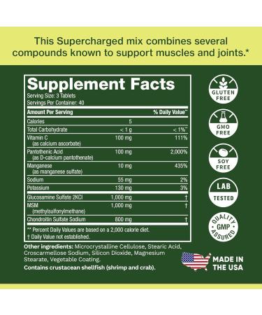 Life's Fortune Triple Strength Glucosamax - 1000mg Premium Glucosamine Chondroitin and MSM Supplement with Vitamin C for Joint Comfort & Mobility 120 Tab - Buy Online on GoSupps.com