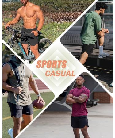 CANGHPGIN Men's 7 Workout Shorts 2 Pack with Pockets - Black/Dark Grey - Large - Buy Online on GoSupps.com