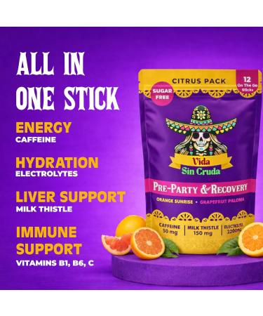 Electrolytes for Party Recovery | 3200mg Electrolytes for Rapid Hydration | 150mg Milk Thistle for Liver Support | 50mg Caffeine to Boost Energy | All Natural, Sugar-free 12ct, Citrus Pack - Buy Online on GoSupps.com