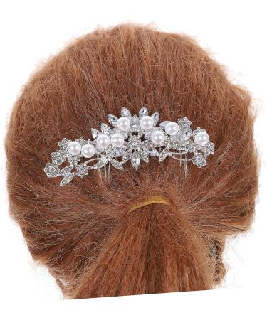Angoily Pearl Hair Clip Bridal Floral Headpiece Wedding Crystal Hair Comb Floral Hair Comb Flower Side Hair Clips Jeweled Hair Clips Alloy Comb Hair Accessories Bride Fashion - Buy Online on GoSupps.com