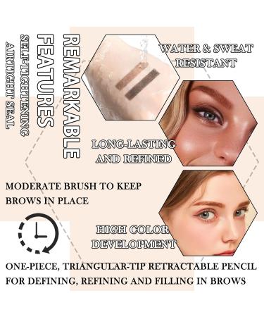 3 Pcs Waterproof Eyebrow Pencil Longwearing Eyebrow Pen Makeup with Brush Smudge Proof Brow Pen Eye Brow Pencils for Women Daily Eye Makeup (Dark Coffee) Dark Brown - Buy Online on GoSupps.com