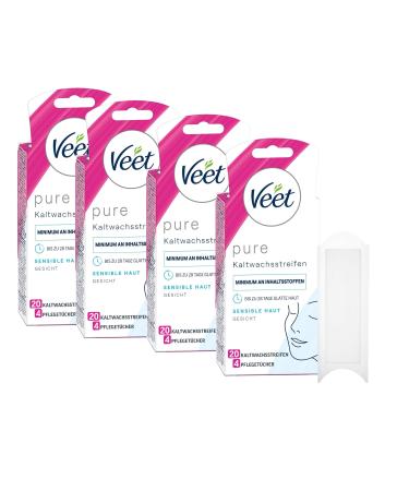 Veet Cold Wax Strips Face (20 pieces (pack of 4))