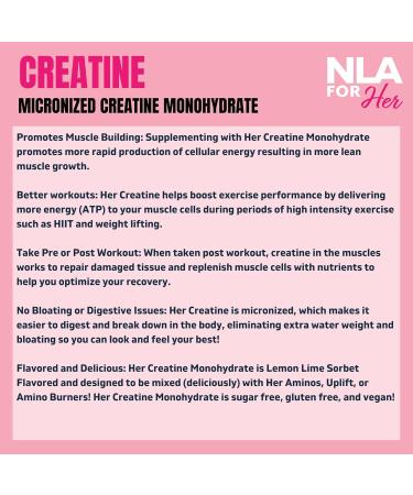 Her Creatine Monohydrate Micronized for Women - Lean Muscle Growth & Recovery - Vegan Lemon Lime Sorbet Flavor - 30 Servings - Buy Online on GoSupps.com
