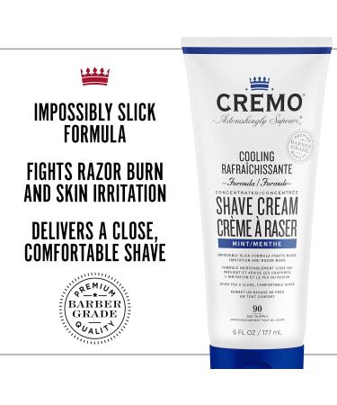Cremo Cooling Shave Cream smooth shaving cream fights razor burn nicks and cuts 6 fl oz - Buy Online on GoSupps.com