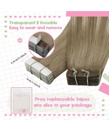 Youngsee Ombre Tape Extensions | Real Hair 30cm Medium Brown to Blonde Balayage | Invisible & Lightweight #8A/60/8A - Buy Online on GoSupps.com