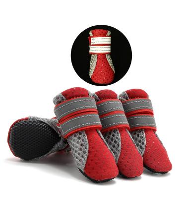 Zweitea Pfotenschutz dog boots summer non -slip small adjustable reflective soft breathable mesh heat -resistant for hot asphalt - red size L L (4 Pack) red