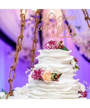 Arthsdite 40 Is Fine When You Look 29 - Happy Birthday Cake Topper 40th Birthday for Women Boss Wife Co-workers Sisters Best Friends Cake Decoration- Rose Gold Glitter - Buy Online on GoSupps.com