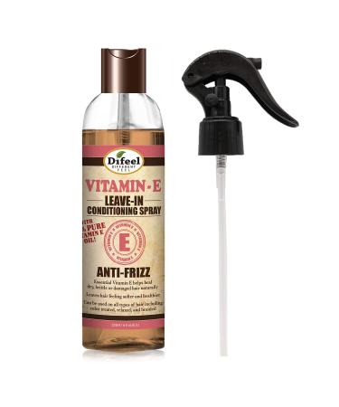 Difeel Anti-Frizz Leave in Conditioning Treatment - 100% Pure Vitamin E Oil 6 oz. with Spray Cap & Dispensing Cap